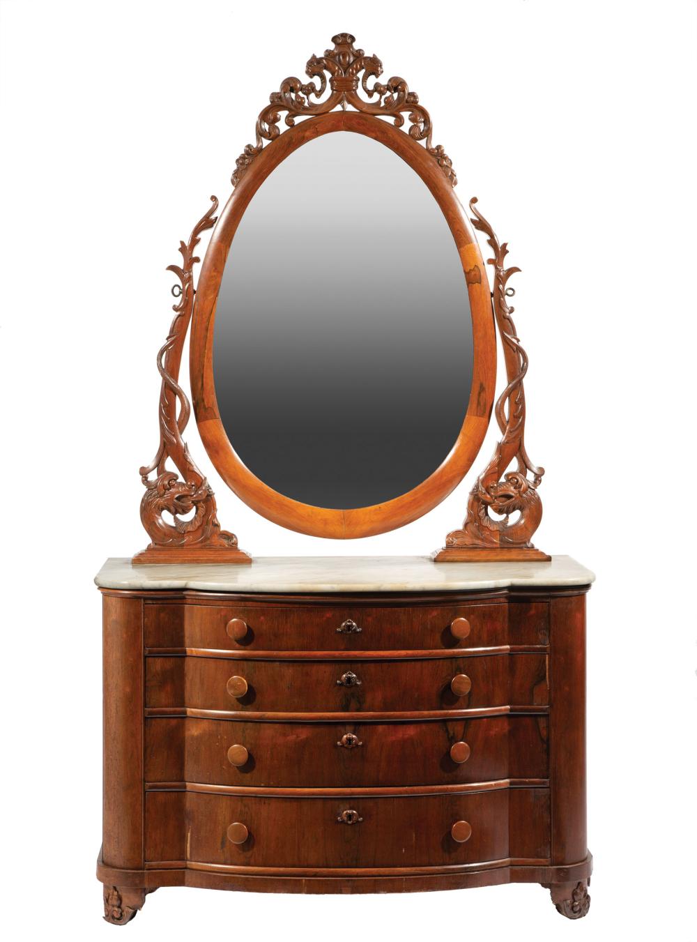 AMERICAN ROCOCO CARVED ROSEWOOD
