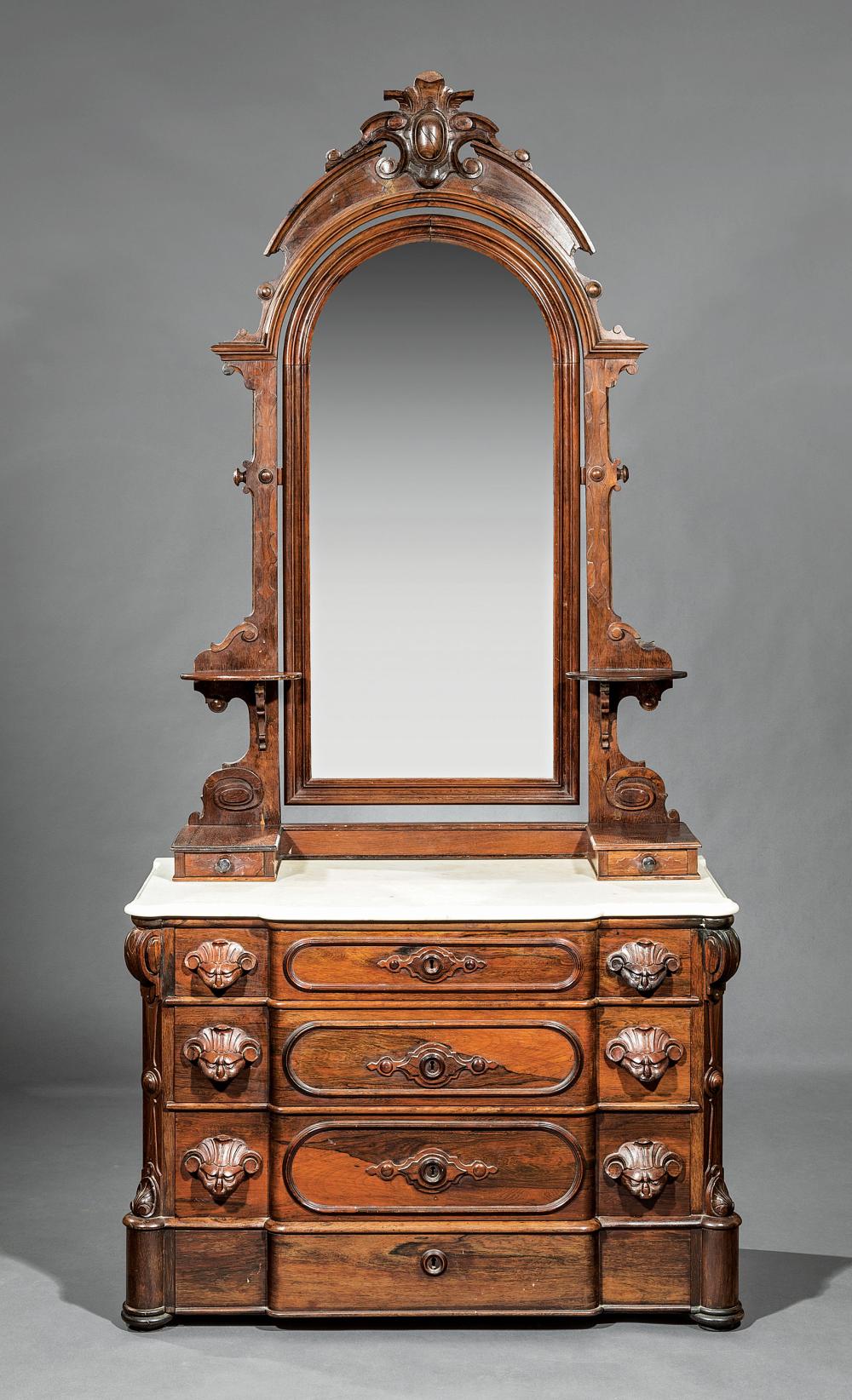 AMERICAN ROCOCO CARVED ROSEWOOD