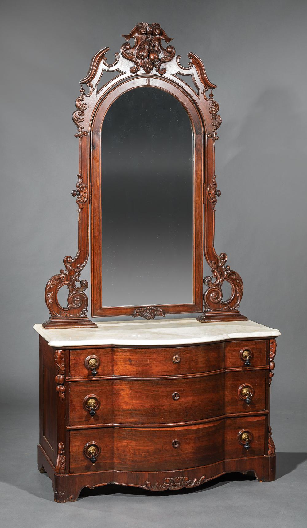 AMERICAN ROCOCO CARVED ROSEWOOD