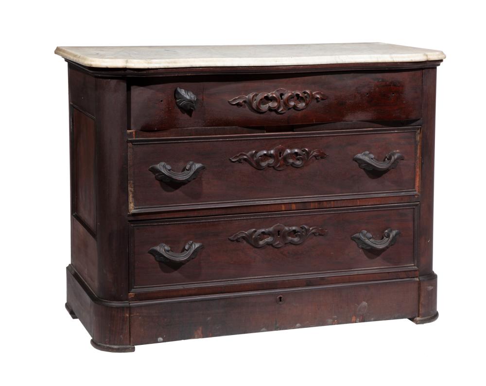 AMERICAN ROCOCO CARVED ROSEWOOD,