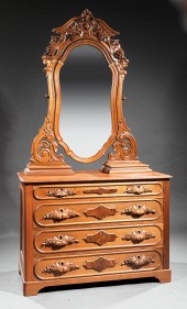 AMERICAN ROCOCO CARVED WALNUT