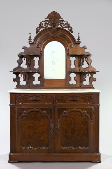 American Rococo Revival Burl Walnut