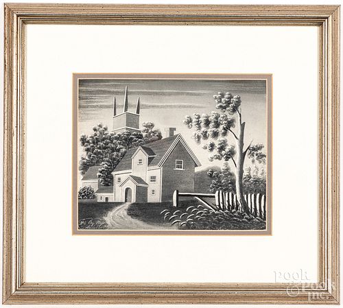 AMERICAN SANDPAPER DRAWING, 19TH