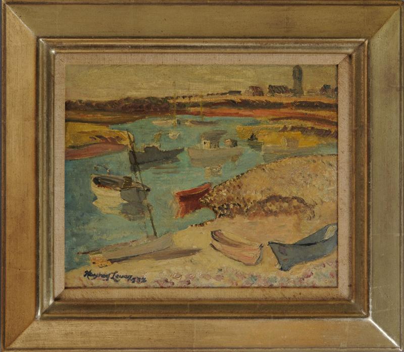 AMERICAN SCHOOL: BOATS IN HARBOR