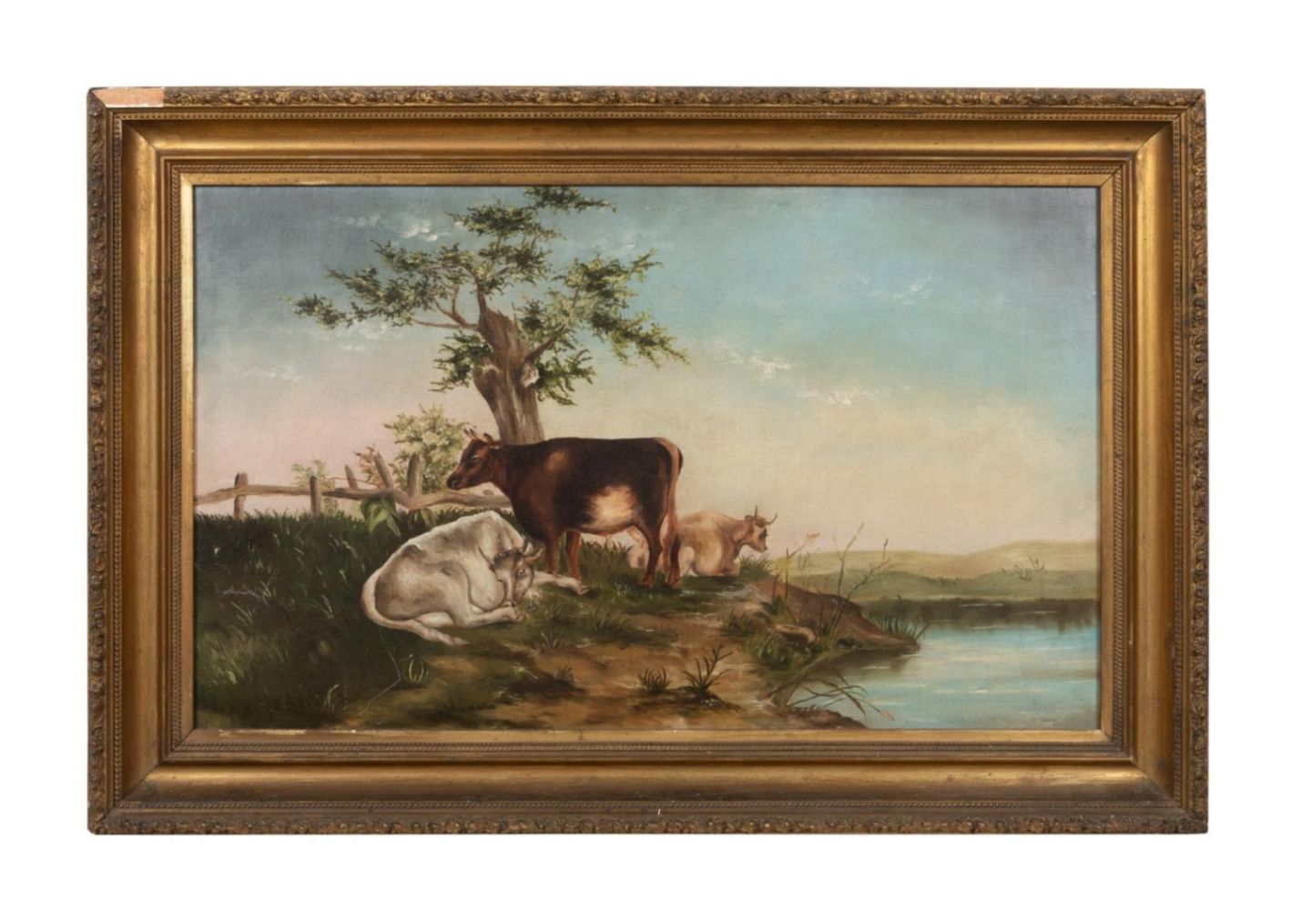 AMERICAN SCHOOL 'CATTLE AT WATER'