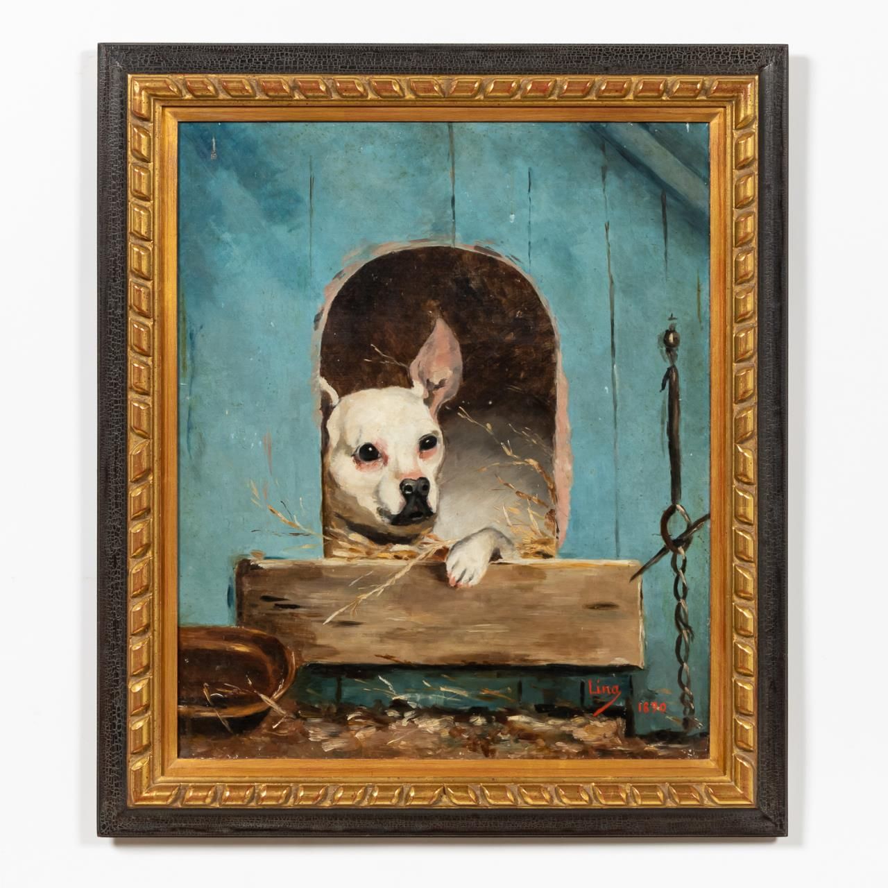 AMERICAN SCHOOL, DOG PORTRAIT OIL