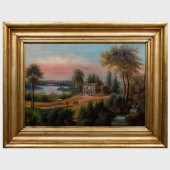 AMERICAN SCHOOL: FARM ALONG TH