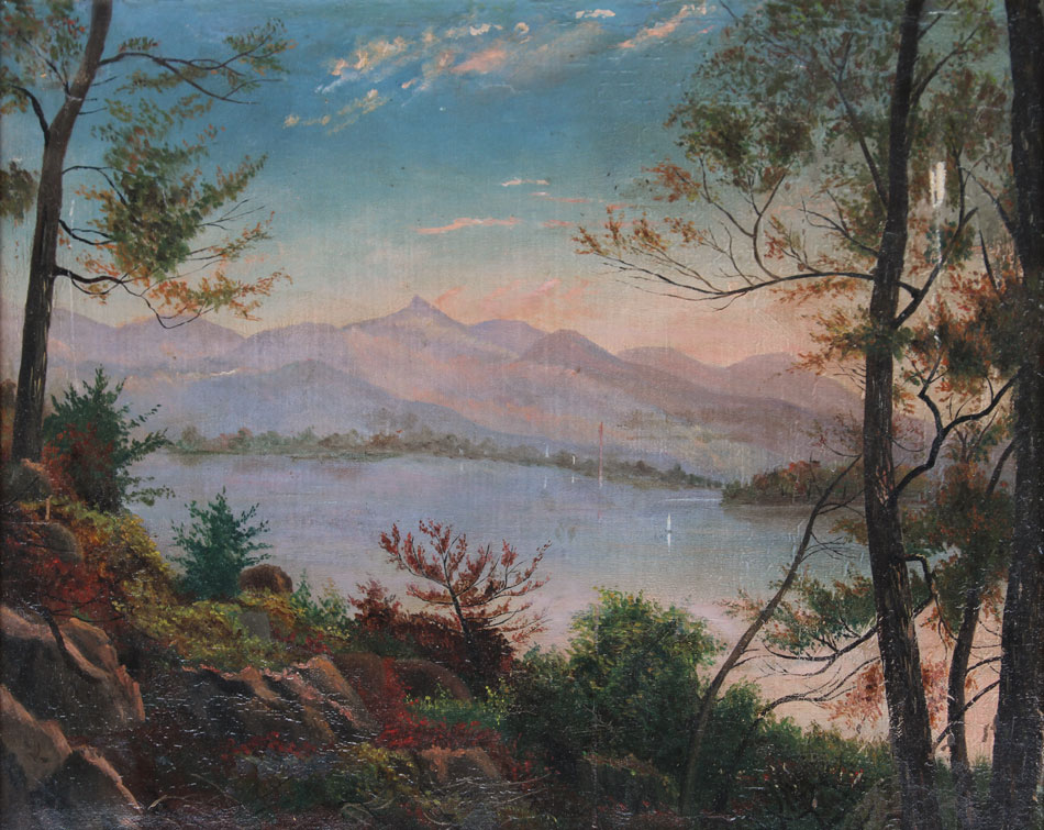 AMERICAN SCHOOL LAKESIDE SCENE WITH