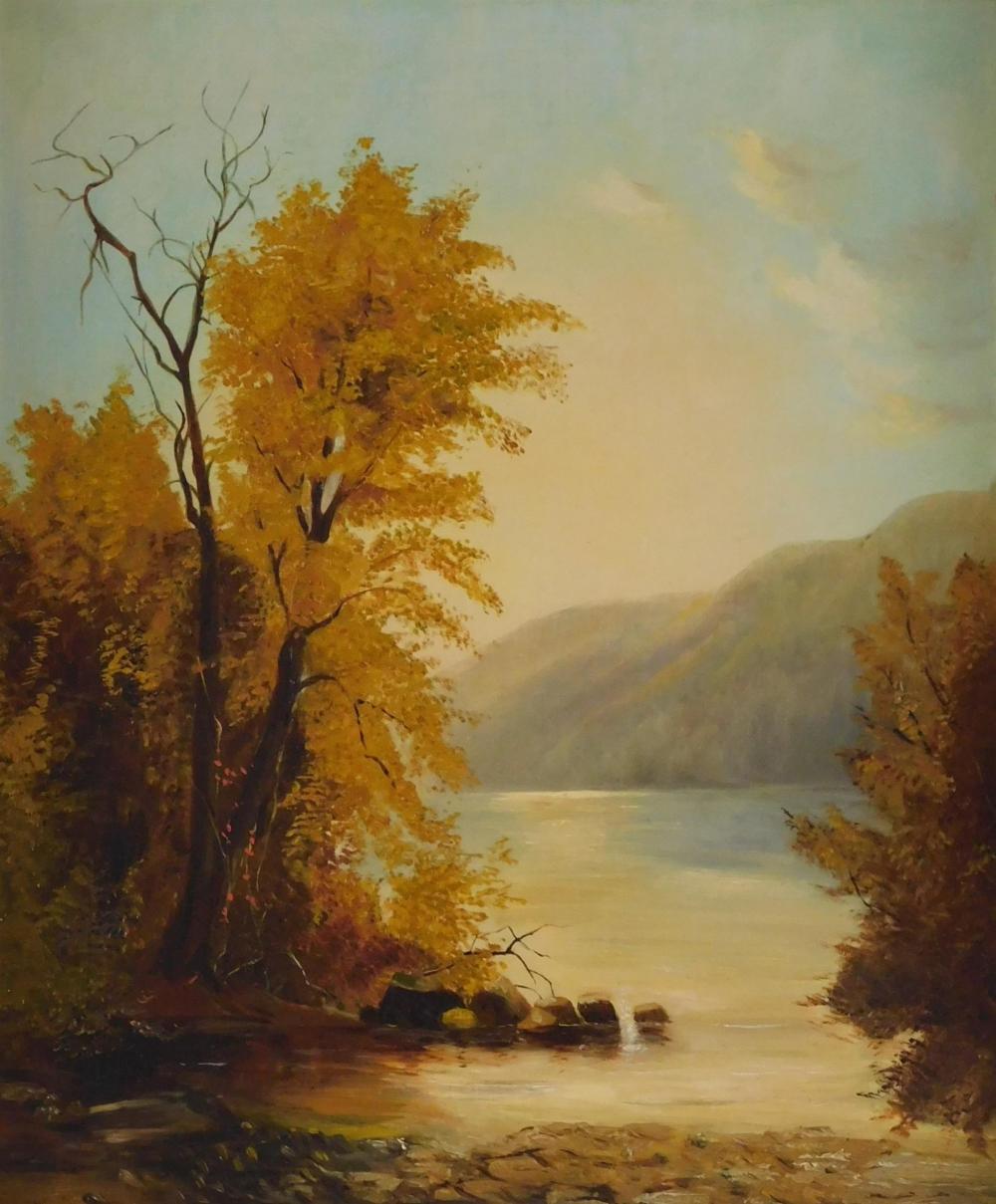 AMERICAN SCHOOL LANDSCAPE, OIL ON