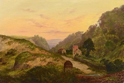 AMERICAN SCHOOL LANDSCAPE OIL ON