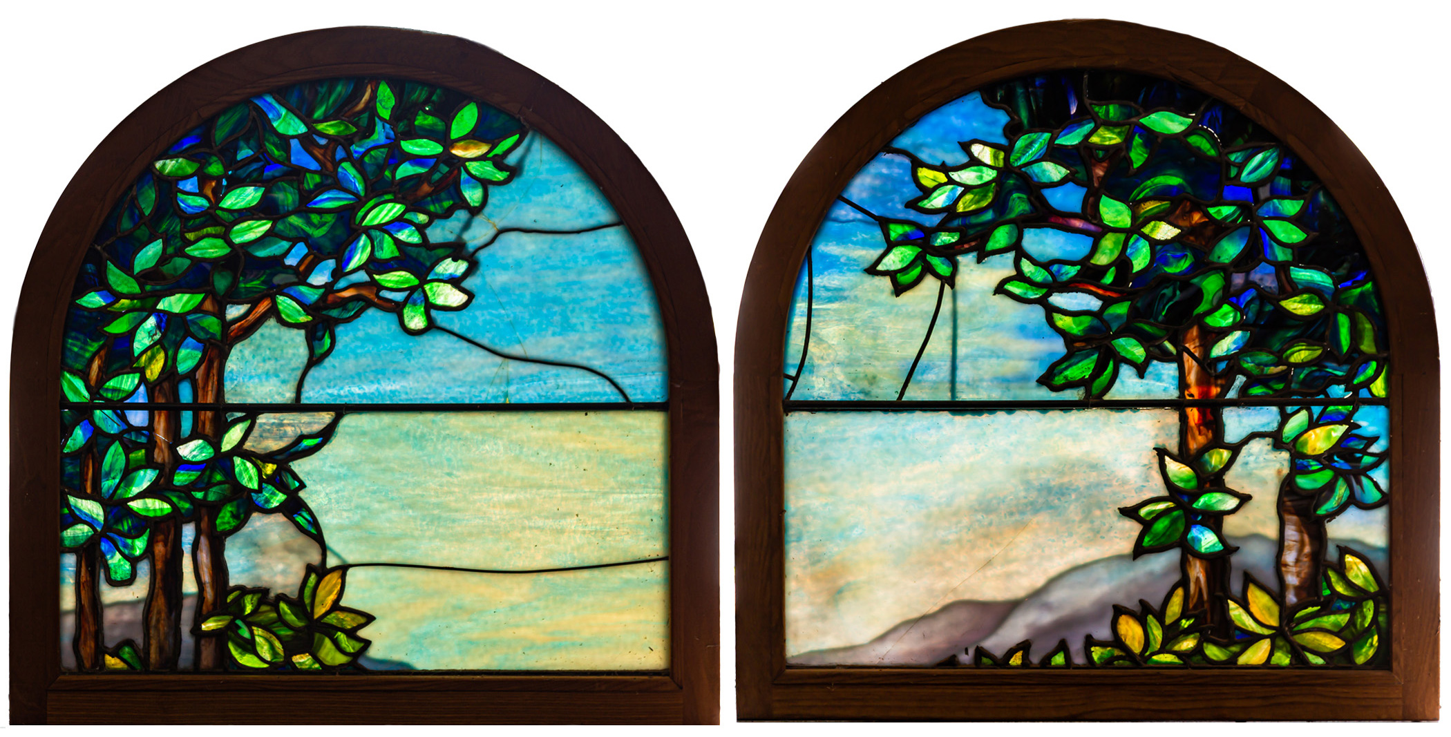 AMERICAN SCHOOL LEADED GLASS SCENIC