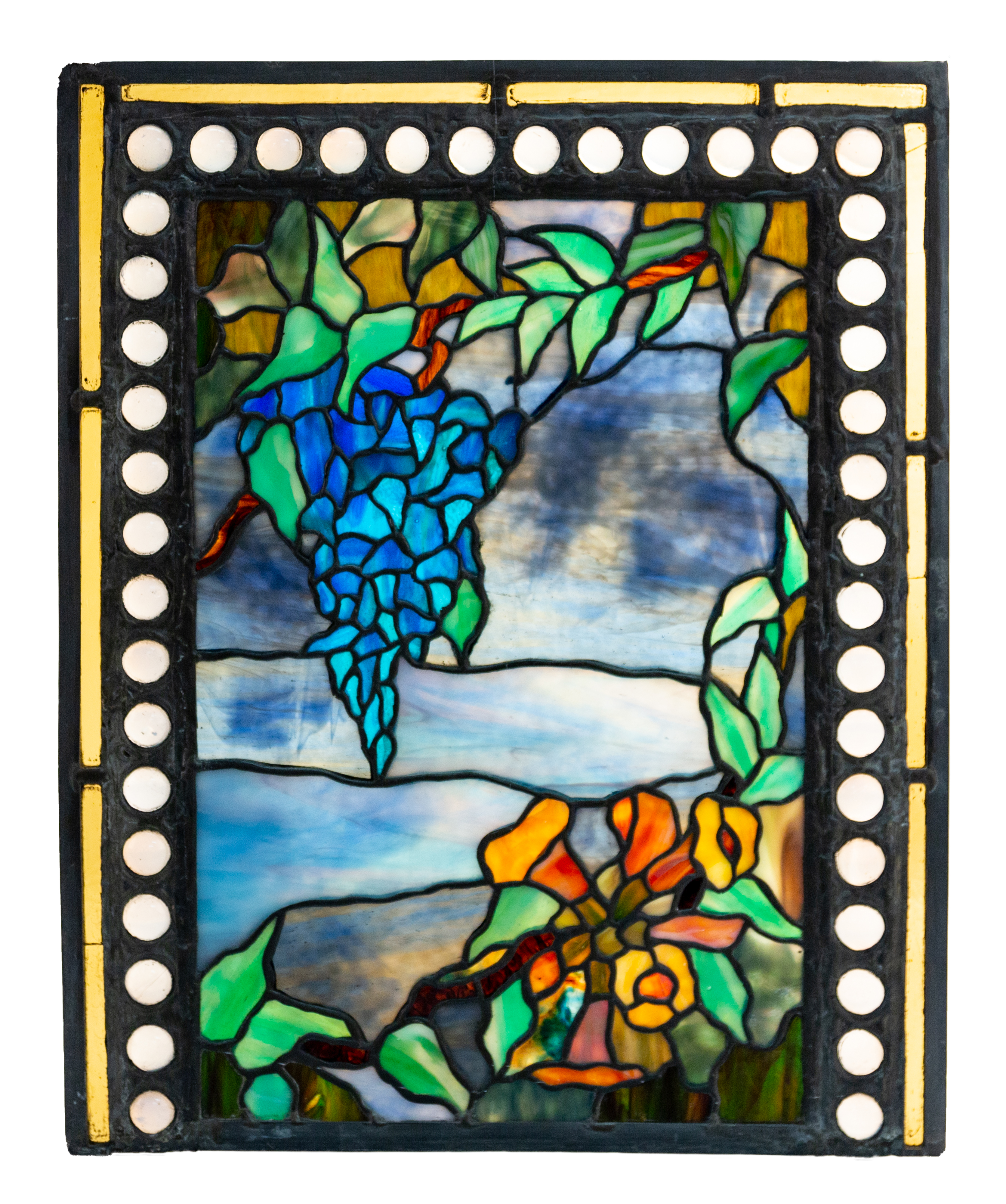AMERICAN SCHOOL LEADED GLASS WINDOW