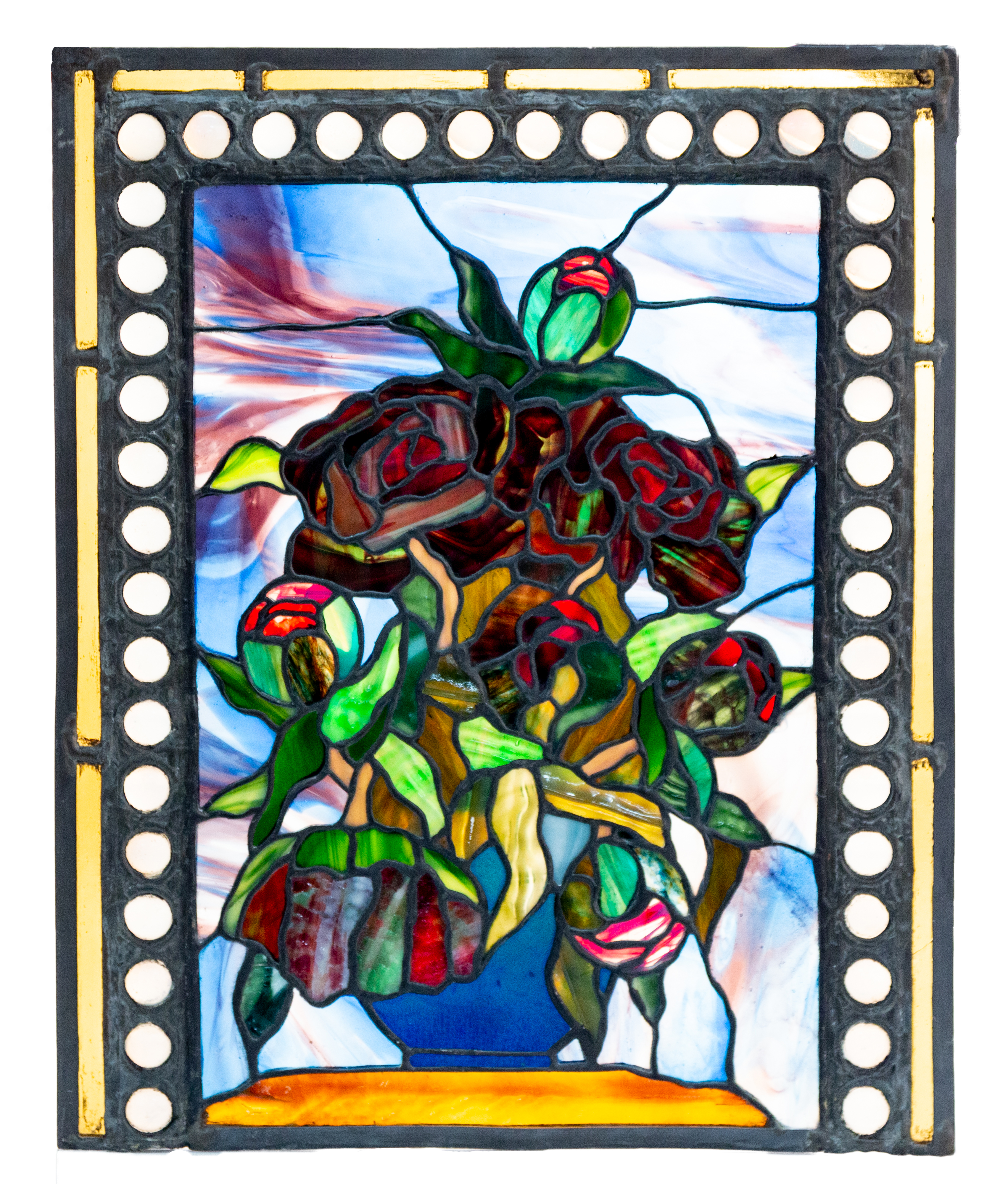 AMERICAN SCHOOL LEADED GLASS WINDOW
