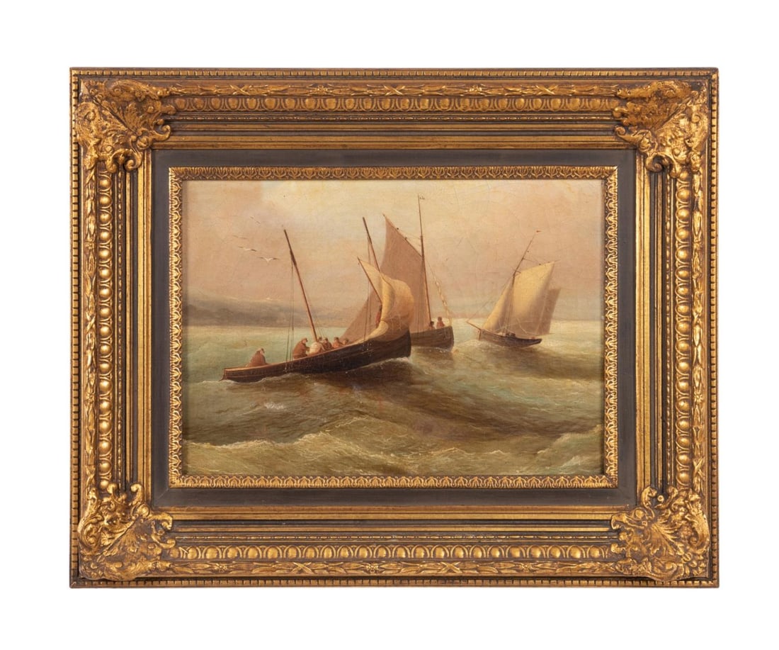 AMERICAN SCHOOL MARITIME SCENE 1837