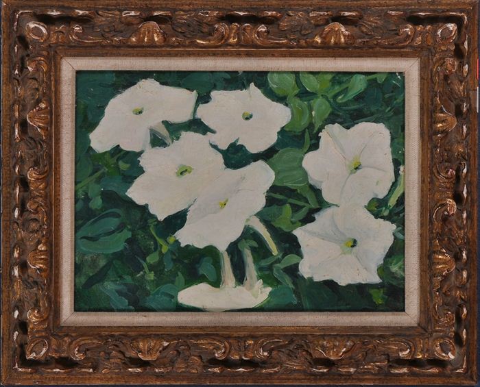 AMERICAN SCHOOL: MOONFLOWERS Oil on