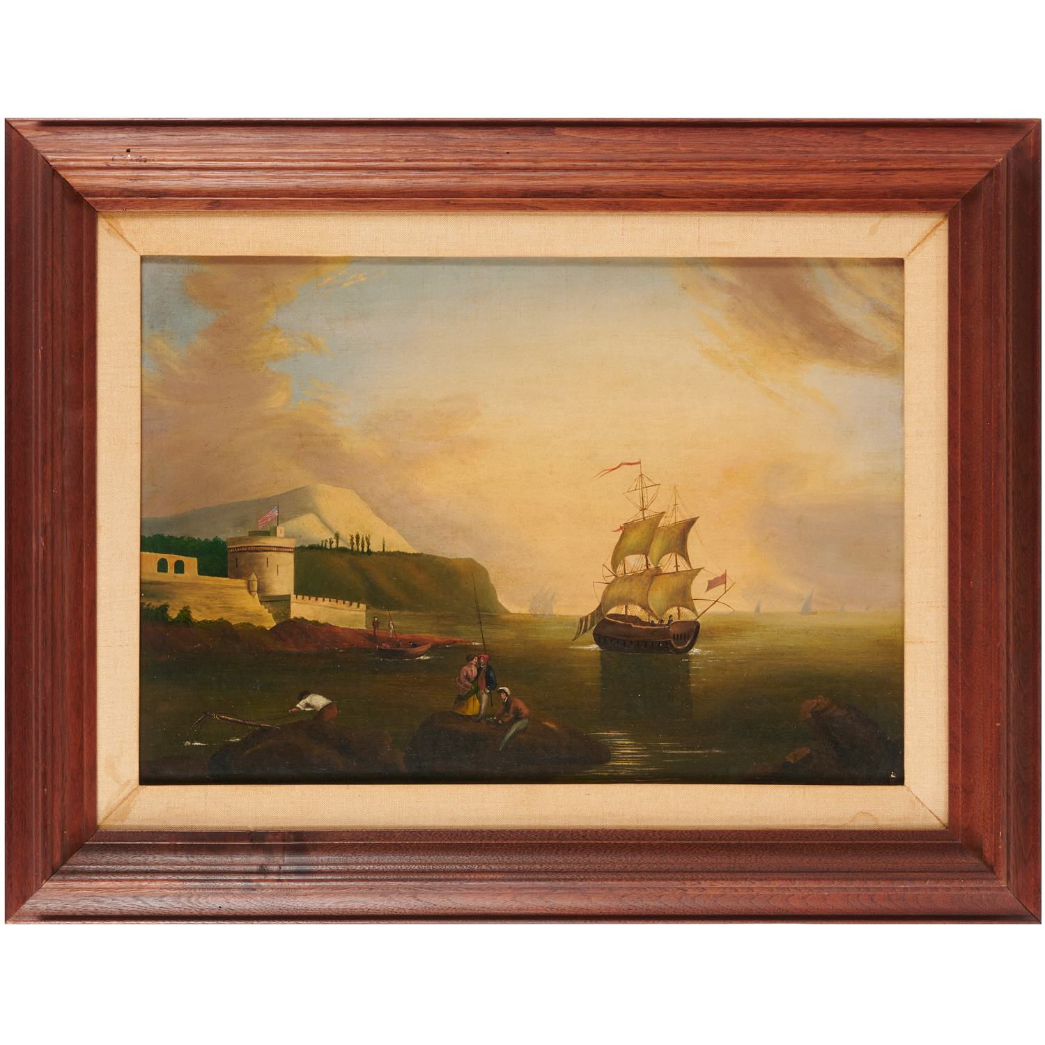 AMERICAN SCHOOL, NAVAL OIL PAINTING