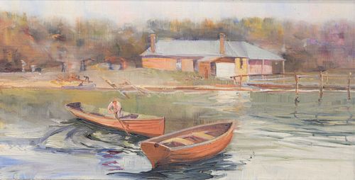 AMERICAN SCHOOL OIL ON PANEL,