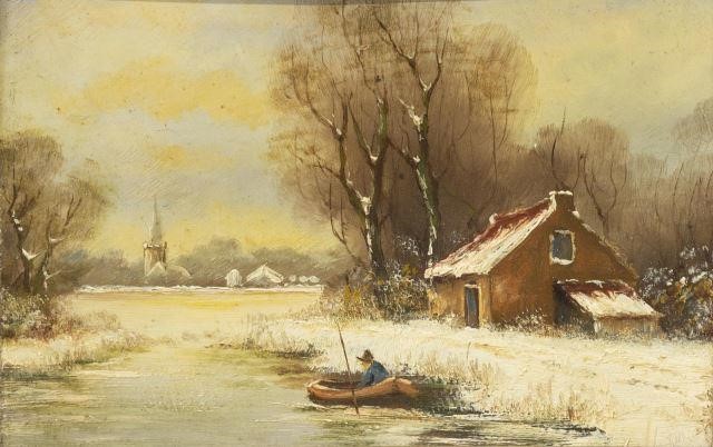 AMERICAN SCHOOL OIL ON PANEL,