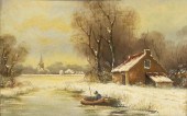AMERICAN SCHOOL OIL ON PANEL,