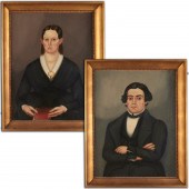 AMERICAN SCHOOL, PAIR FOLK POR