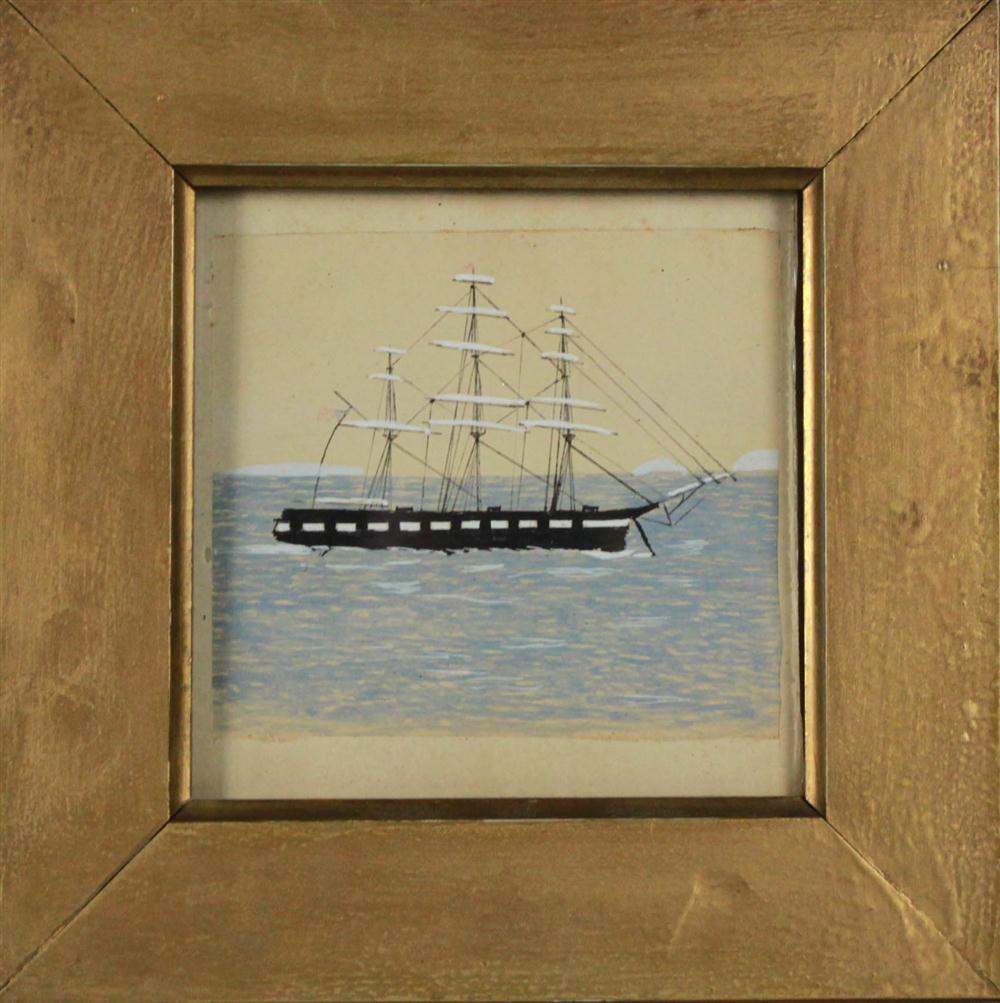 AMERICAN SCHOOL THREE MAST SHIP