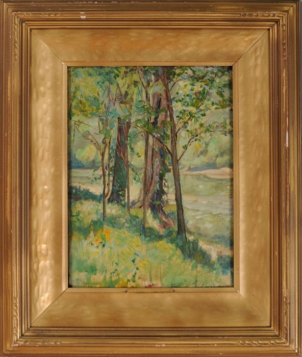 AMERICAN SCHOOL: WOODLAND SCENE Oil