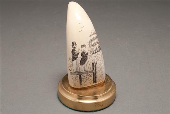 American scrimshaw whale tooth,