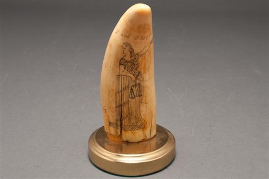American scrimshaw whale tooth,