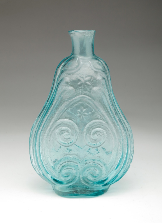 AMERICAN SCROLL FLASK. Mid 19th