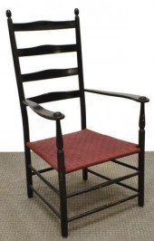 AMERICAN SHAKER EBONIZED LADDE