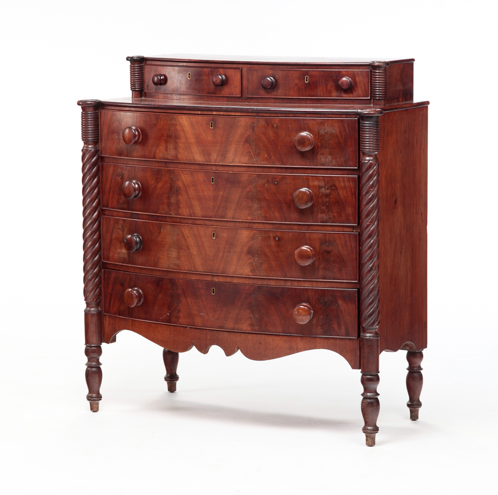 AMERICAN SHERATON BOWFRONT CHEST OF