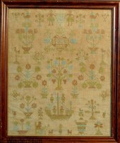 American silk on linen sampler