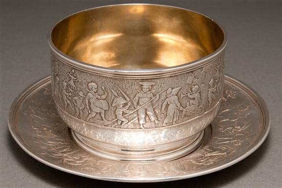 American silver bowl and matching
