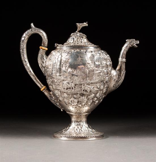 American silver coffee pot in the