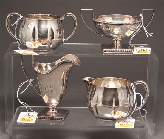 American silver cream jug and sugar