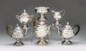American silver six-piece tea