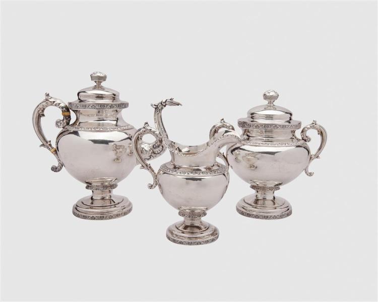 AMERICAN SILVER THREE PIECE TEA