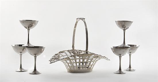 American sterling basket and set of