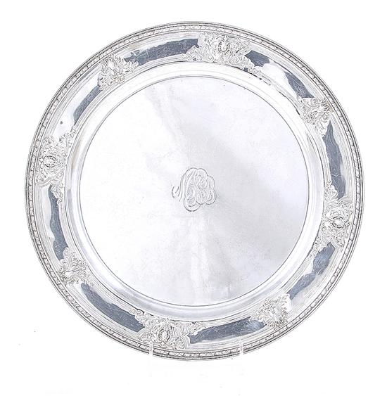 American sterling round tray ornate