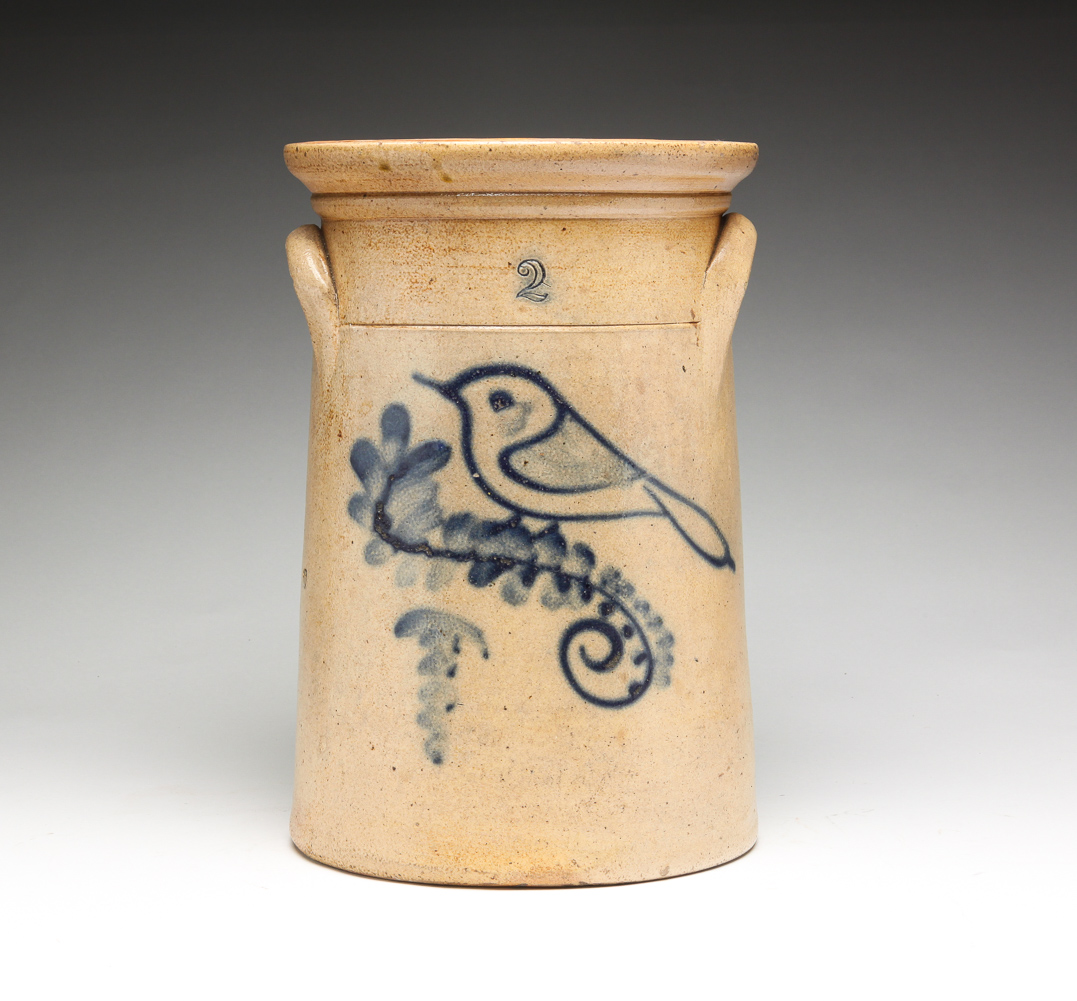 AMERICAN STONEWARE CHURN. Late 19th