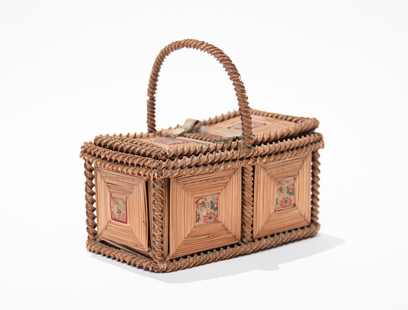 AMERICAN STRAW WORK BASKET.