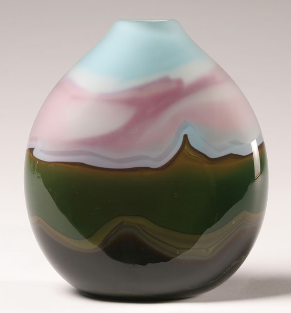 American studio art glass vase;