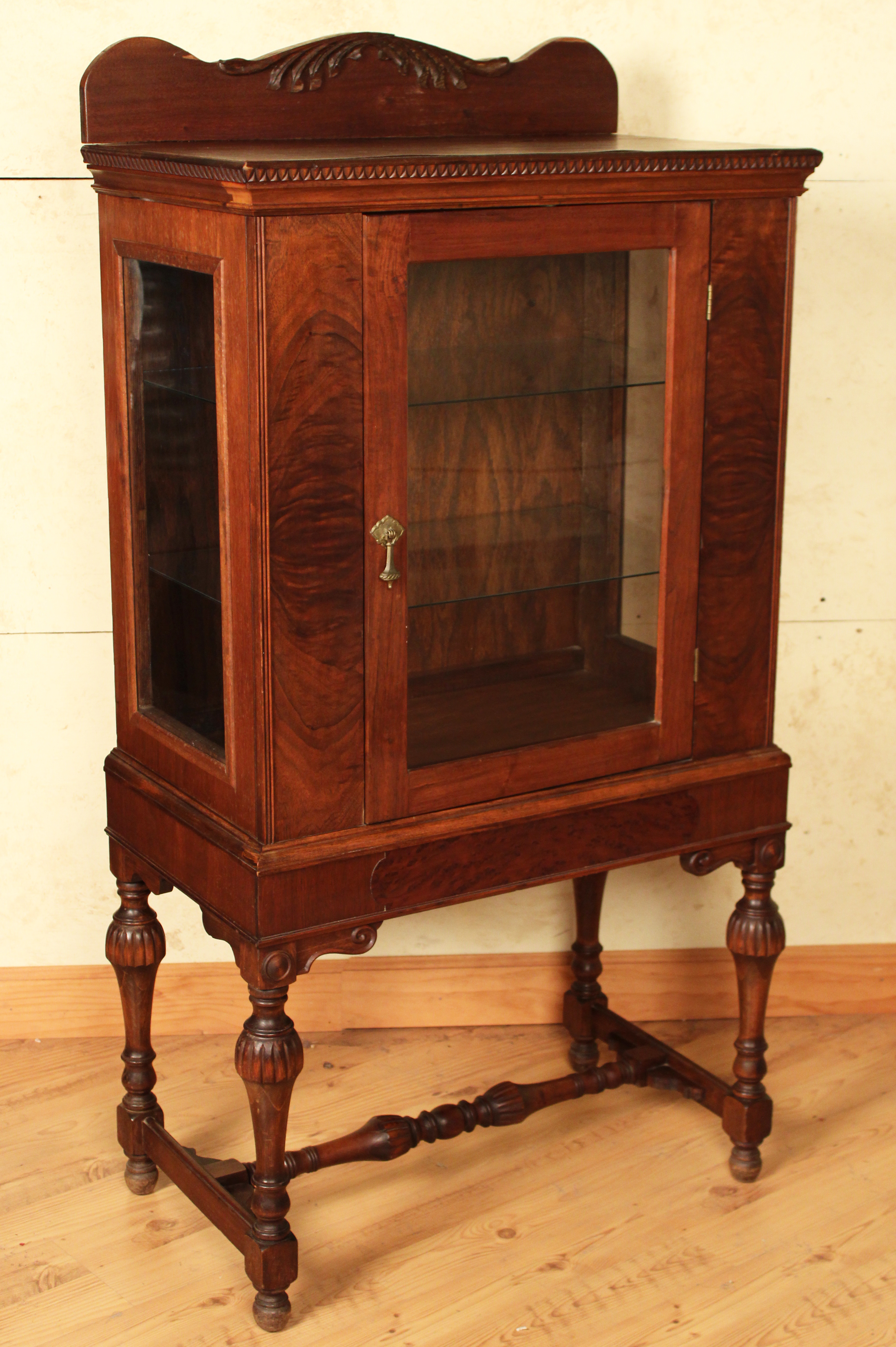 AMERICAN WALNUT CURIO CABINET ON