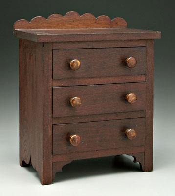 American walnut miniature chest,
