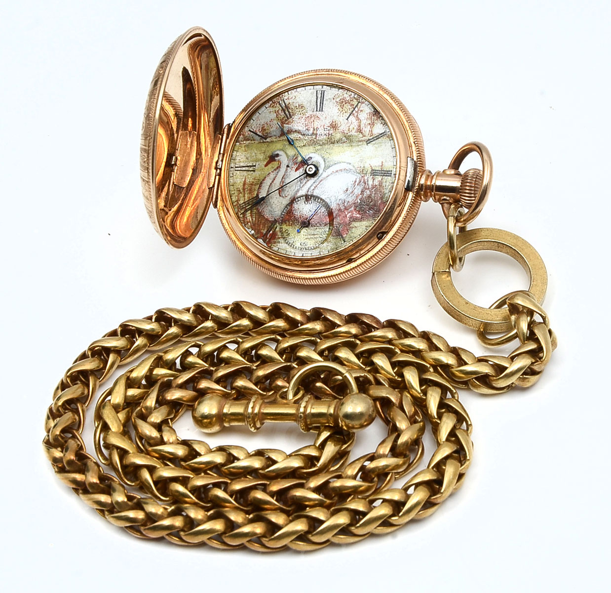AMERICAN WALTHAM WATCH WITH PAINTED