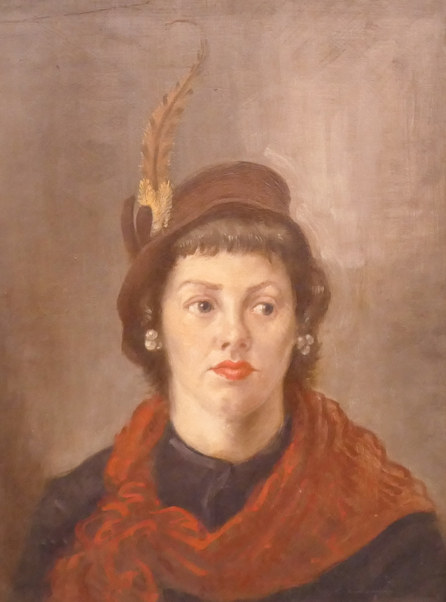 American Woman with Feather Hat Oil
