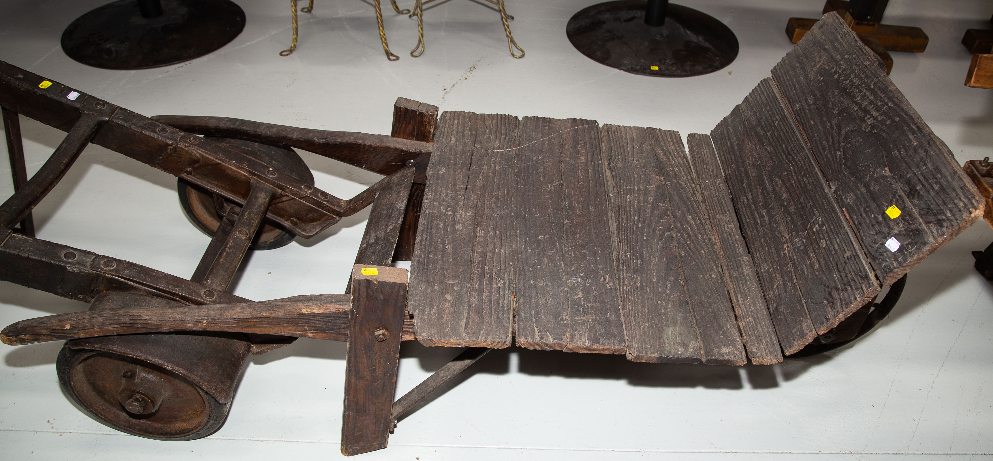 AMERICAN WOODEN WHEELBARROW Circa