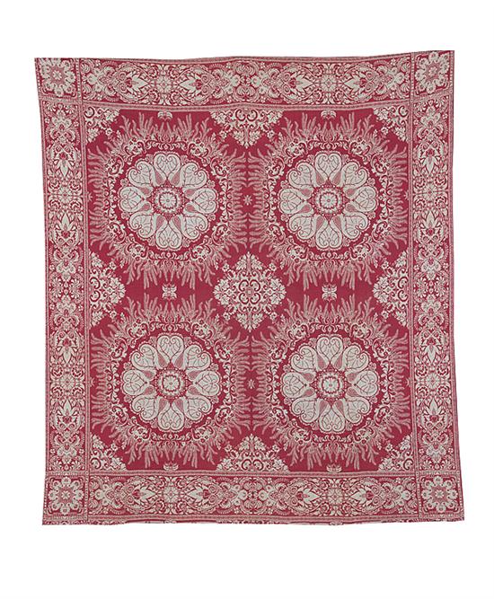 American wool jacquard coverlet