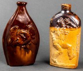 AMERICANA POTTERY FLASKS, 2 Tw