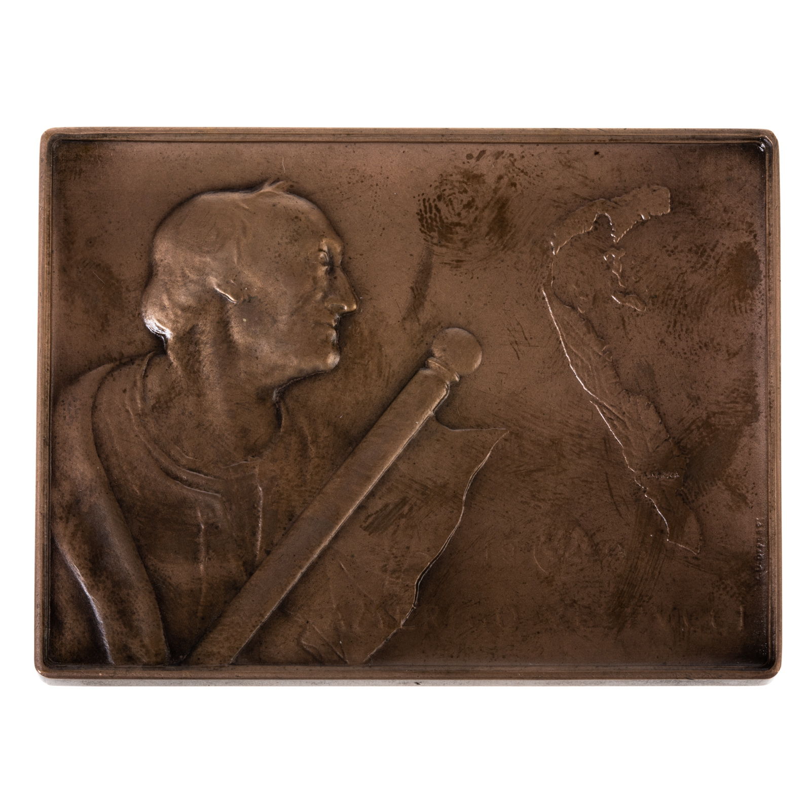 AMERIGO VESPUCCI PLAQUE IN BRONZE